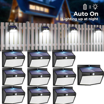 Fence Light Bright Solar Outdoor Lights Motion Sensor, Auto On/Off, Dusk Till Dawn,138 LED Solar Security Lights with 3 Lighting Modes Wireless Wall Lights Waterproof, Energy-Efficient for Garden Fence Yard Deck Shed Pathway Porch Garage Patio Gazebo