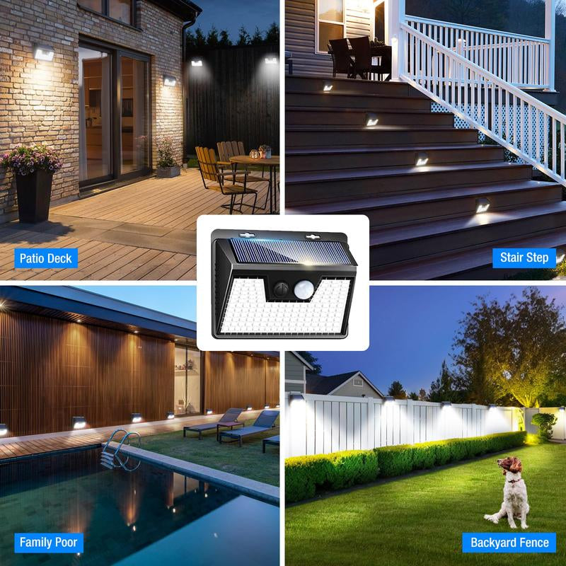 Fence Light Bright Solar Outdoor Lights Motion Sensor, Auto On/Off, Dusk Till Dawn,138 LED Solar Security Lights with 3 Lighting Modes Wireless Wall Lights Waterproof, Energy-Efficient for Garden Fence Yard Deck Shed Pathway Porch Garage Patio Gazebo