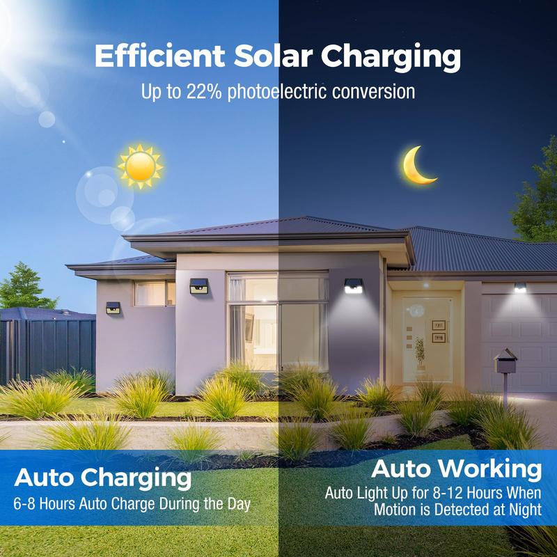 Fence Light Bright Solar Outdoor Lights Motion Sensor, Auto On/Off, Dusk Till Dawn,138 LED Solar Security Lights with 3 Lighting Modes Wireless Wall Lights Waterproof, Energy-Efficient for Garden Fence Yard Deck Shed Pathway Porch Garage Patio Gazebo