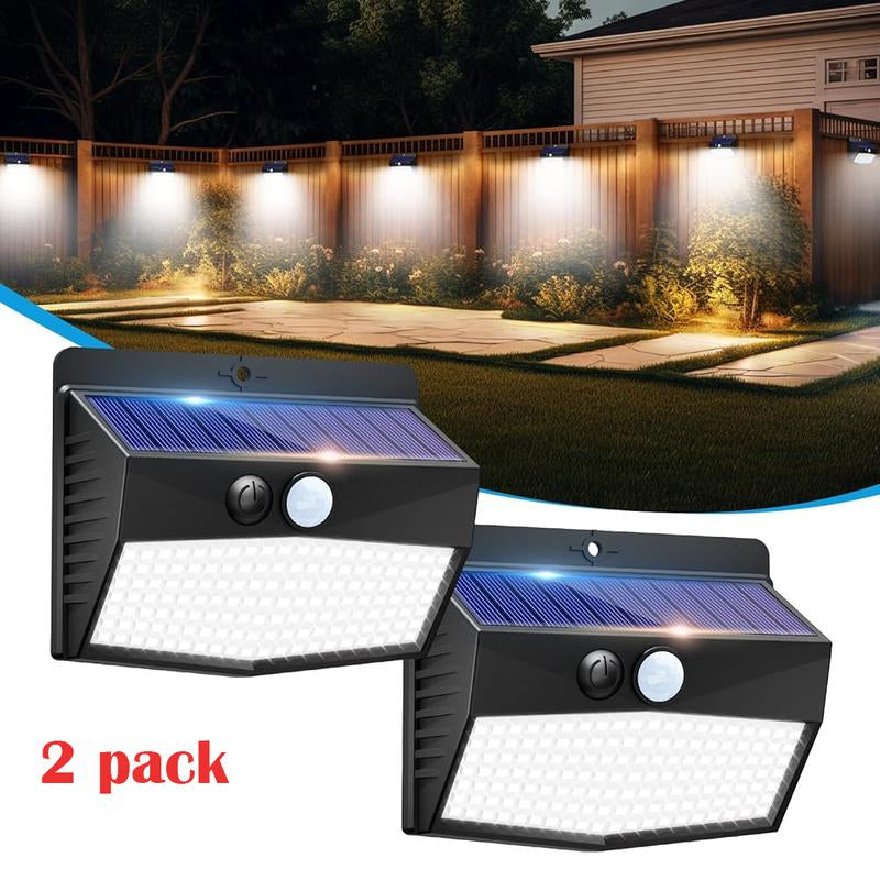 Fence Light Bright Solar Outdoor Lights Motion Sensor, Auto On/Off, Dusk Till Dawn,138 LED Solar Security Lights with 3 Lighting Modes Wireless Wall Lights Waterproof, Energy-Efficient for Garden Fence Yard Deck Shed Pathway Porch Garage Patio Gazebo